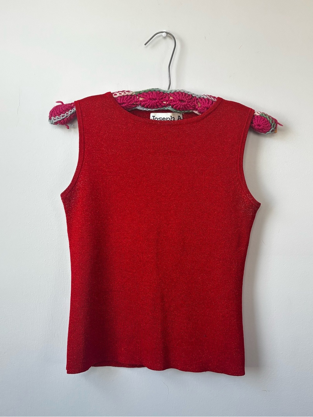 Vintage Shimmering Red Knit Tank Top